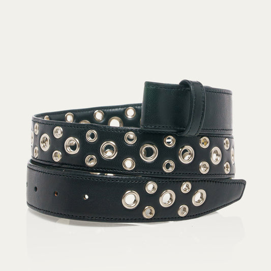 Ceinture large cuir nappa œillets