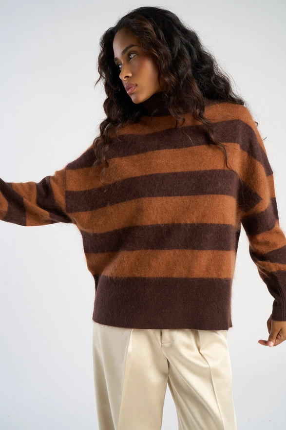 Pull col roulé rayé MARAYNA
